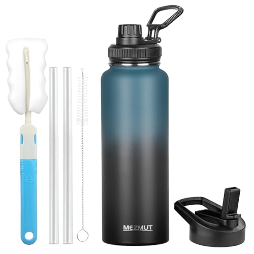 40oz Large Metal Sports Insulated Water Bottle with 2 Lids