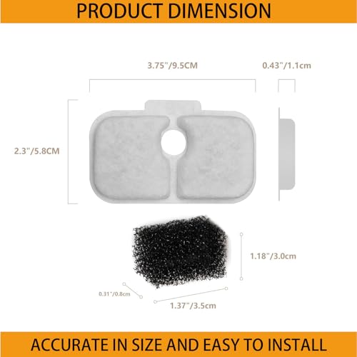 12 Packs Cat Water Fountain Filter Replacement Compatible with Petlibro