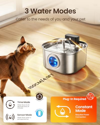 Cordless Cat Water Fountain Stainless Steel