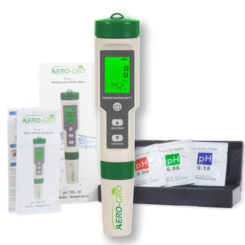 5-in-1 Digital Water Testing Meter | pH, TDS, EC, Salinity & Temperature Tester | Hydroponics, Aquarium, Pool & Drinking Water Quality Monitor