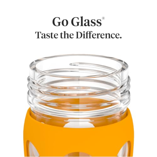 16-Ounce BPA-Free Glass Water Bottle with Classic Cap and Protective Silicone Sleeve, Marigold