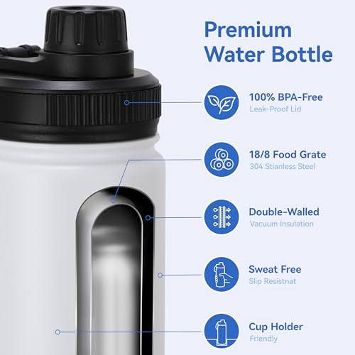 16 oz Kids Water Bottle for School Stainless Steel Double Wall Vacuum Insulated Water Bottle with Straw lids & Spout Lid