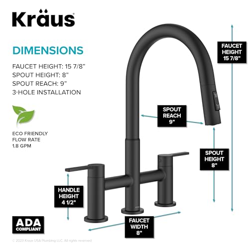 Oletto Bridge Kitchen Faucet with Pull
