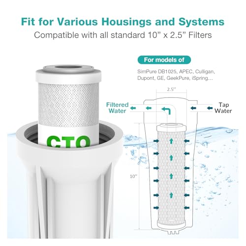 5 Micron 10" x 2.5" Whole House CTO Carbon Sediment Water Filter