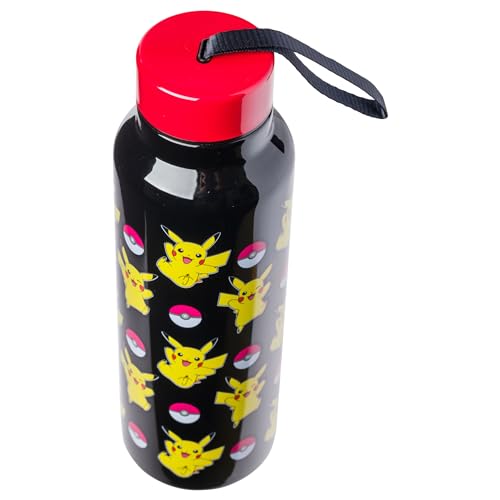 Pokemon Ball and Pikachu Stainless Steel Water Bottle with Strap