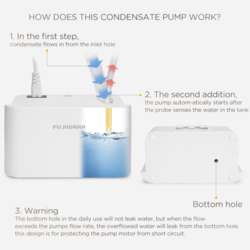 Condensate Pump Automatic Condensation Drain Removal Mini Quiet Pump for HVAC