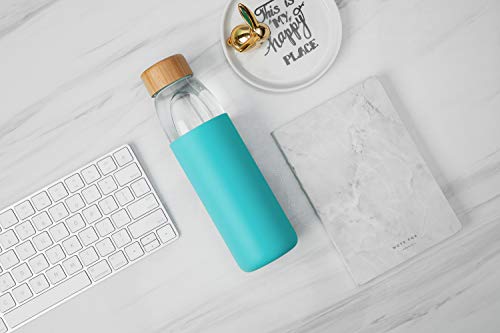 18 Oz Borosilicate Glass Water Bottles with Bamboo Lid