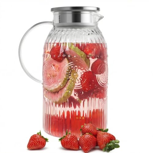 Vintage Glass Pitcher with Lid