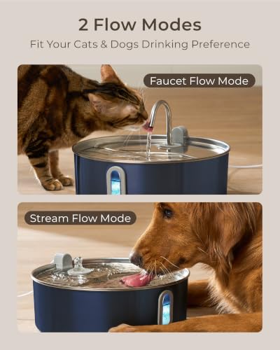 7L 236oz Stainless Steel Dog Water Fountain for Large Dog Navy Blue