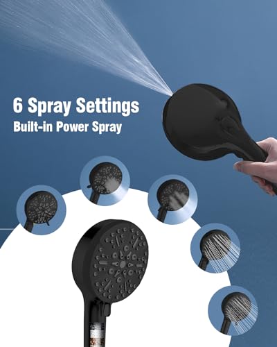 Filtered Shower Head with Handheld Matte Black