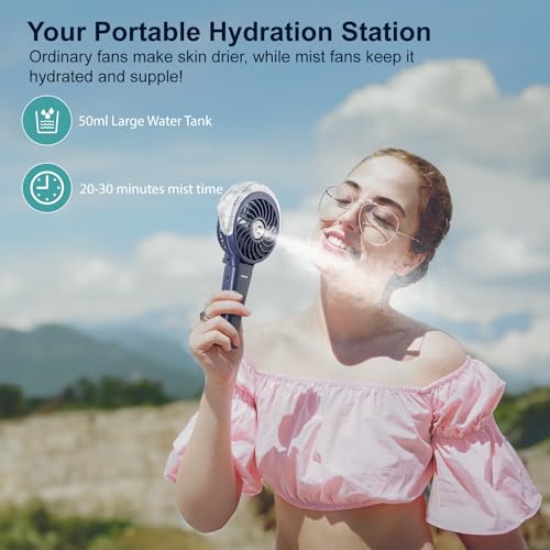 4000mAh Upgraded Handheld Misting Fan