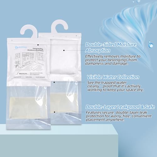 500G 3 Pack Hanging Moisture Absorbers Dehumidifier Bags (17.637 Ounce)