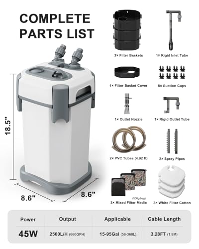 Self Priming Quiet Canister Filters for Aquarium