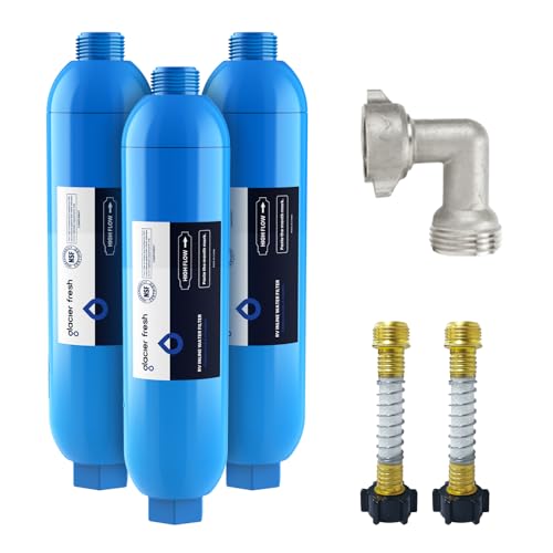 RV Marine Water Filter with 1 Flexible Hose Protectors 3 Pack (3 Count)