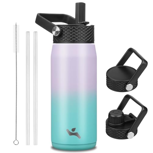20 oz Insulated Stainless Steel Water Bottle with 3 Lids