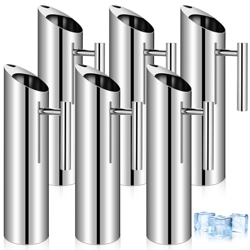 6 Pack 70oz 2l Stainless Steel Water Pitcher Modern Metal Pitcher with Ice Guard Silver Carafe Drink with Handle or Iced Hot Drink Tea Juice Coffee Beer (6 Count)