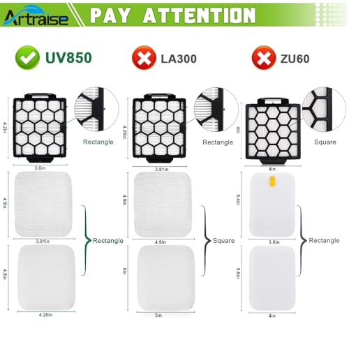 UV850 UV900 UV950 Replacement Filters for Shark Duoclean Lift Away Navigator Upright Vacuum Cleaner (8 Count)