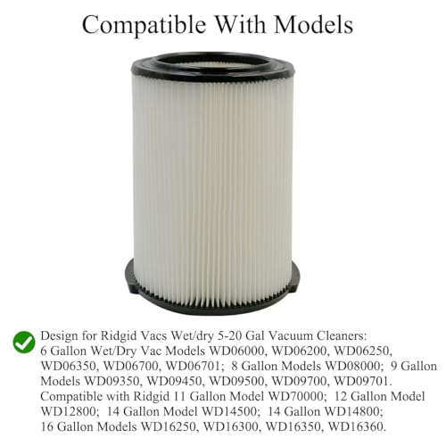 VF4000 Replacement Filters for Ridgid Shop Vac 72947 Wet (6 Count)