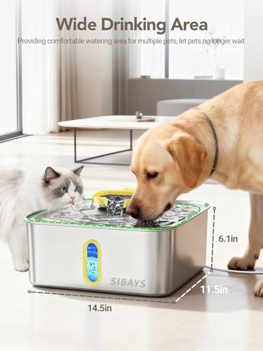 4Gal 15L Stainless Steel Large Dog Water Fountain
