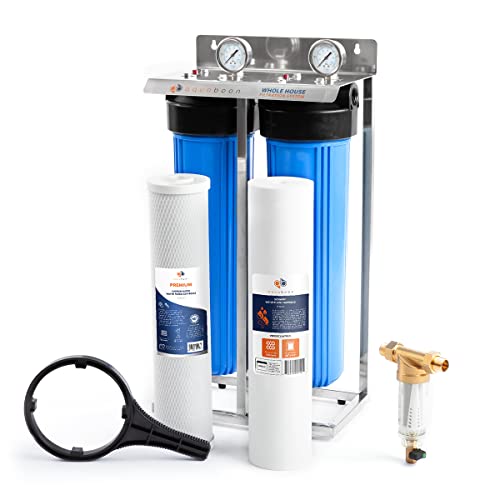 2 Stage Water Filter System 20x4.5 inch Comes with Sediment & Carbon Filters