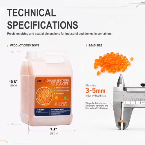 8 LBS) Orange Indicating Silica Gel Desiccant Beads