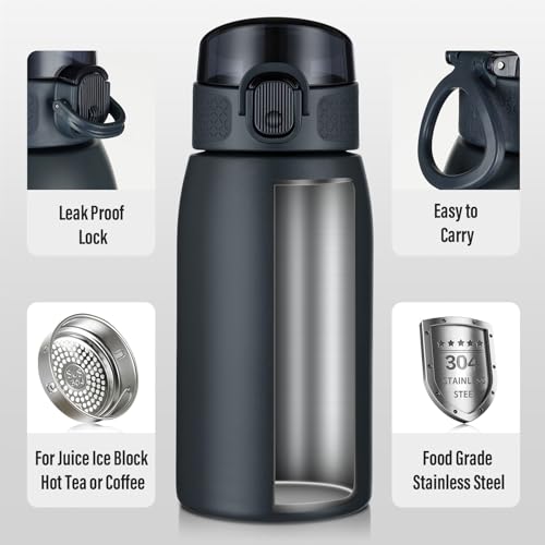 Insulated Water Bottle 12 oz with Dustproof Lid
