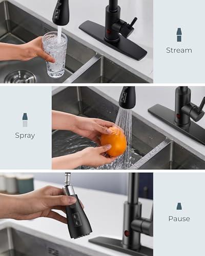 Black Touchless Kitchen Faucet with Soap Dispenser