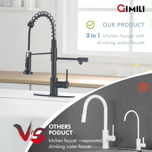 Drinking Water Faucet 3 in 1 Filter Kitchen Faucet Matte Black