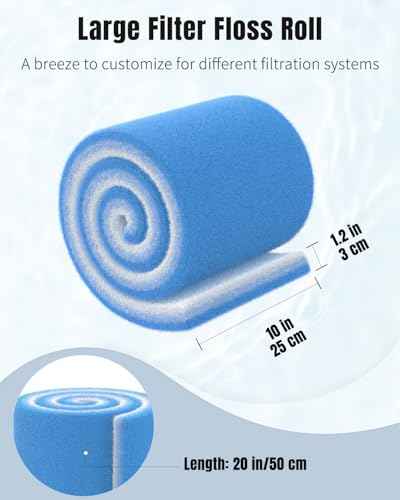Aquarium Filter Floss Roll 20 x 10 x 1.2 Inch Cuttable Aquarium Filter Pad