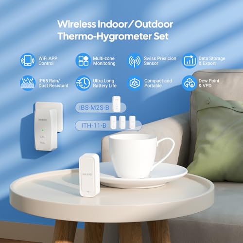 WiFi Hygrometer Thermometer with Swiss Sensor 3 Pack (3 Count)