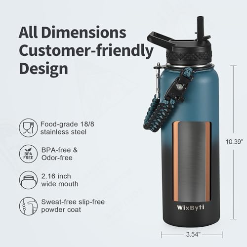 40 oz Insulated Water Bottle with Straw