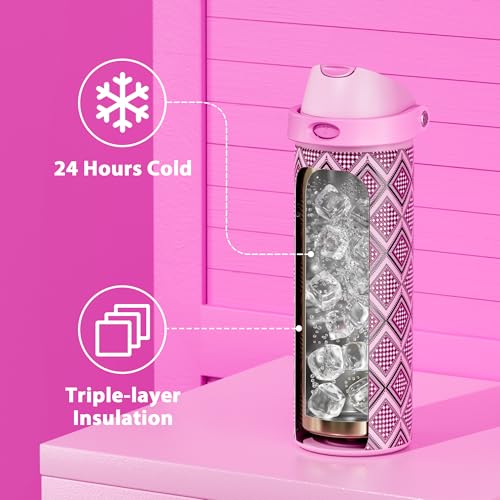 24 oz Insulated Water Bottle with Straw
