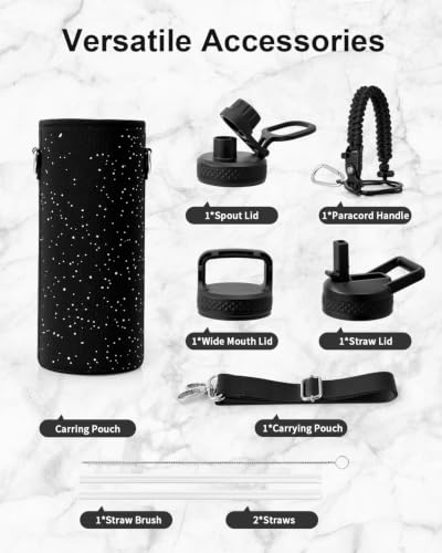 Water Bottle Insulated 40 oz with 3 Lids
