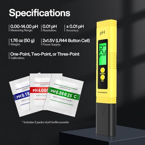 Digital pH Meter 0.01 Accuracy Pen Tester for Water Hydroponics