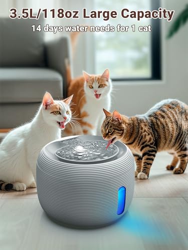 3.5L 118oz Large Capacity Cat Water Fountain for Cats Indoor