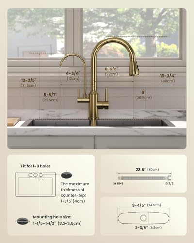 3 in 1 Kitchen Faucet with Pull Down Sprayer & Water Filter Spout