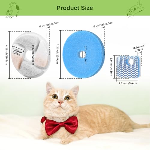 5 Pack Cat Fountain Filter Replacement for Square 2.2L