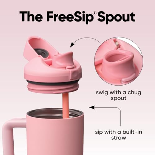 FreeSip Tumbler Stainless Steel Water Bottle 30 oz Rose Quartz