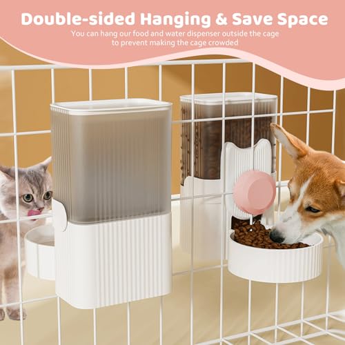 Hanging Cage Auto Pet Food Bowl Water Bottle Dispenser
