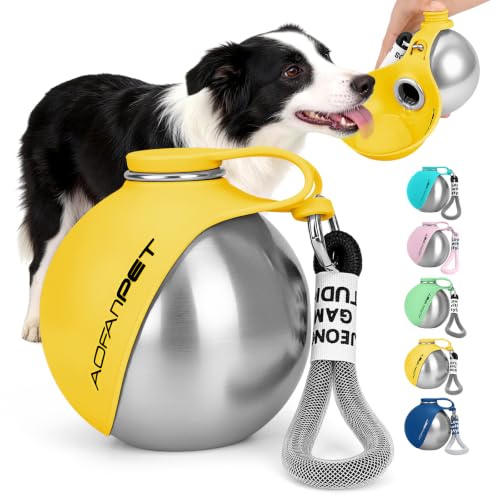 Portable Dog Water Bottle 10oz Stainless Steel Travel Dog Water Dispenser with Bowl No