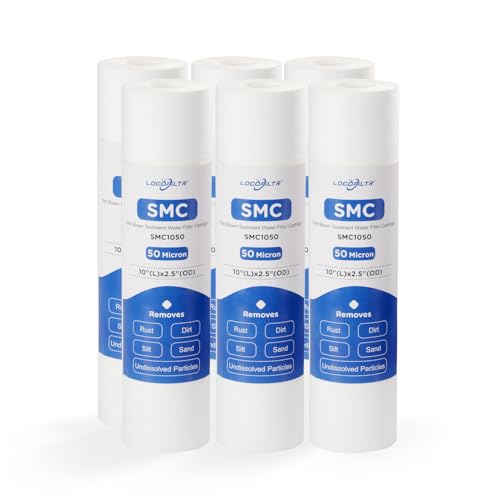 50 Micron 10" x 2.5" Whole House Sediment Water Filter Cartridge (6 Count)