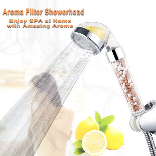 Vitamin C Filter High Pressure Handheld Shower Head with Bracket and Metal Hose Purifying Hard Water Softener Chlorine Flouride Filter Aroma Showerhead Fresh Dry Skin & Hair Loss