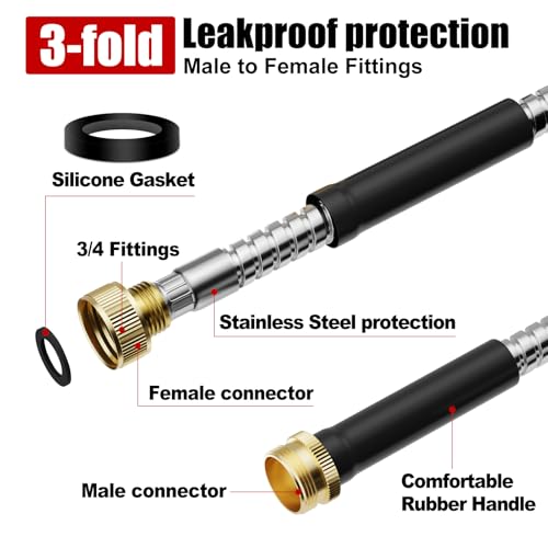 Metal Garden Hose 25 ft with Nozzle
