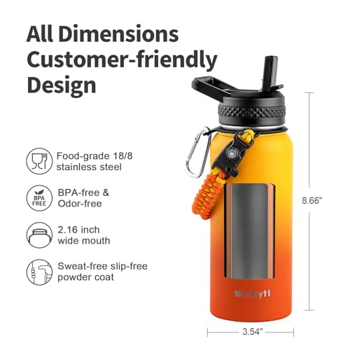 32 oz Insulated Water Bottle with Straw