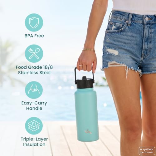 18 oz Insulated Stainless Steel Water Bottle with Straw Lid