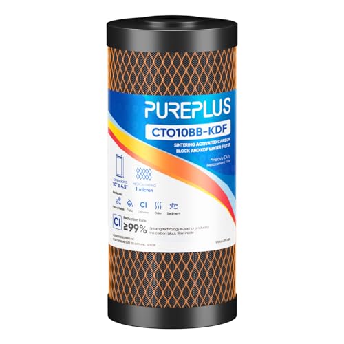 1 Micron 10" x 4.5" Whole House Coconut Shell Activated Carbon and KDF Water Filter