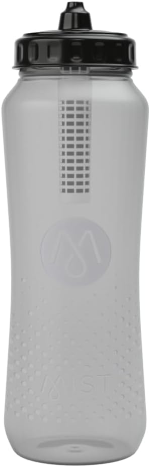Mist Sports Squeeze Water Bottle with Built-In Filter for Pure Water, Lightweight and Easy Grip Squeeze Water Bottles Sports Quality, Leak Proof & BPA Free Athletic Water Bottle Squirt Top, Black