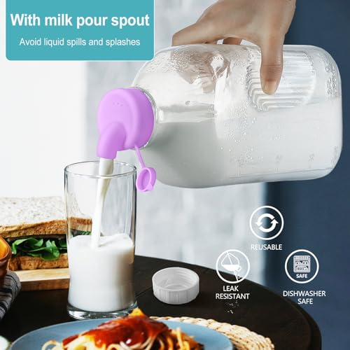 64 Oz Glass Milk Jugs With Screw Lids (3 Count)