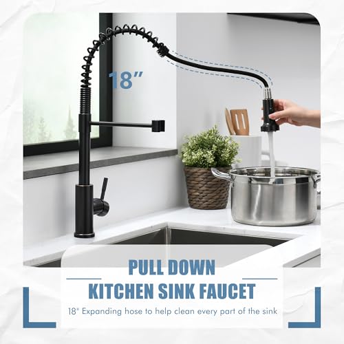 Oil Rubbed Bronze Kitchen Faucet with Pull Down Sprayer