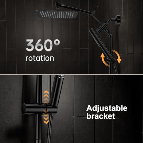 All Metal 10" Luxurious Rain Shower Head with Handheld Spray
